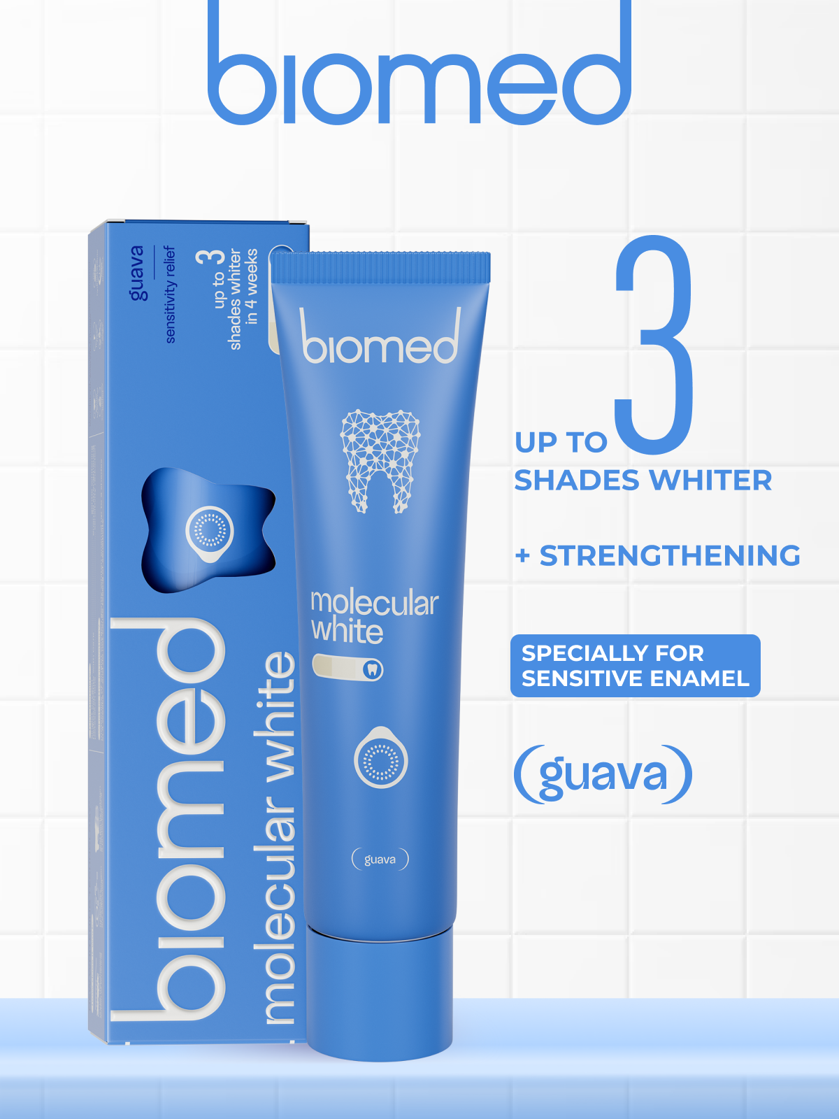 Biomed Molecular White Toothpaste 65g (Guava) | Sensitivity Reduction ...
