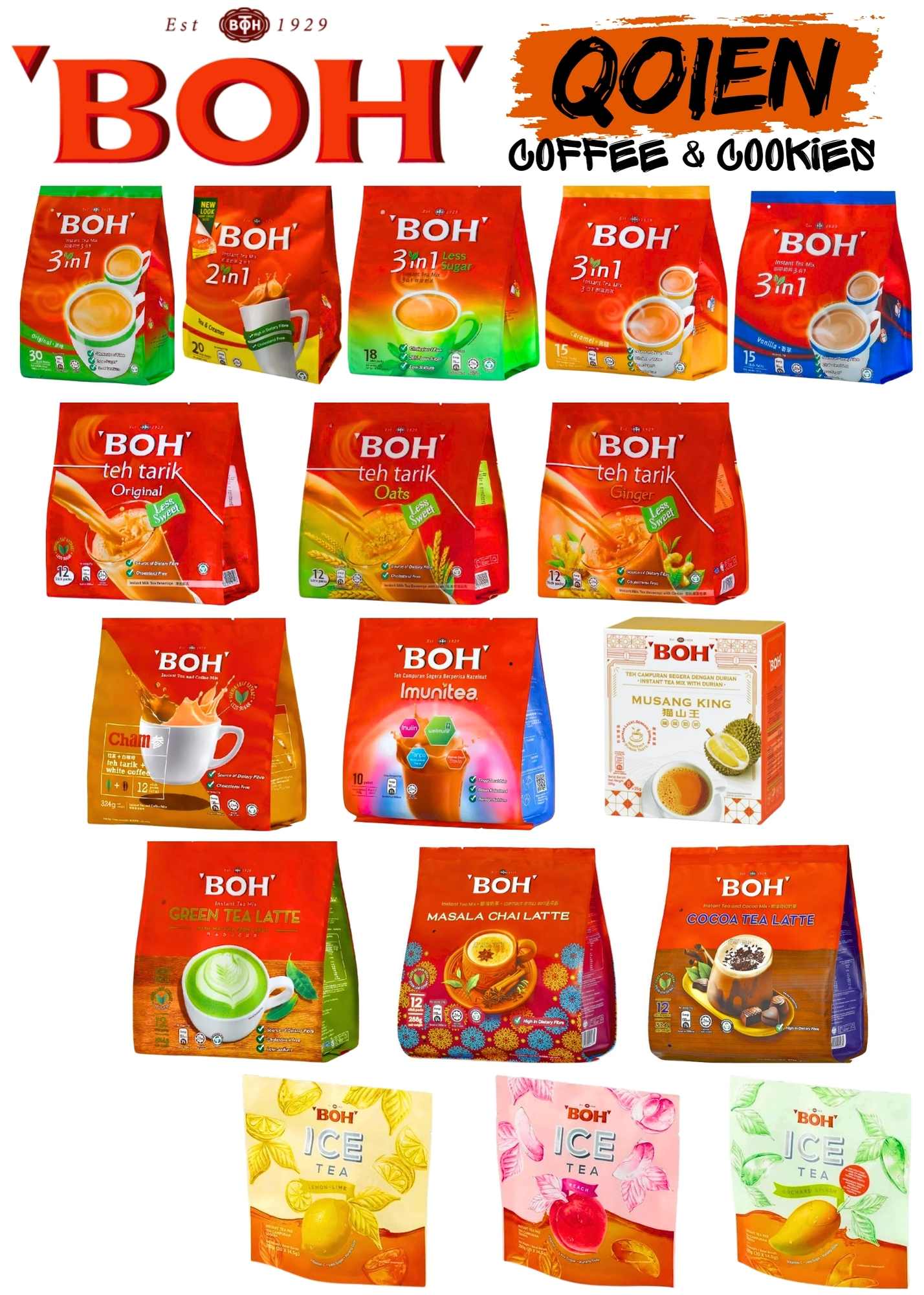 Boh Tea - Latte Series - Green Tea - Masala Tea - Cocoa Tea - Instant ...