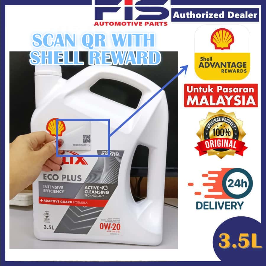 FIS Original Engine Oil Shell Helix Eco 0W20 Fully Synthetic Bezza Axia ...