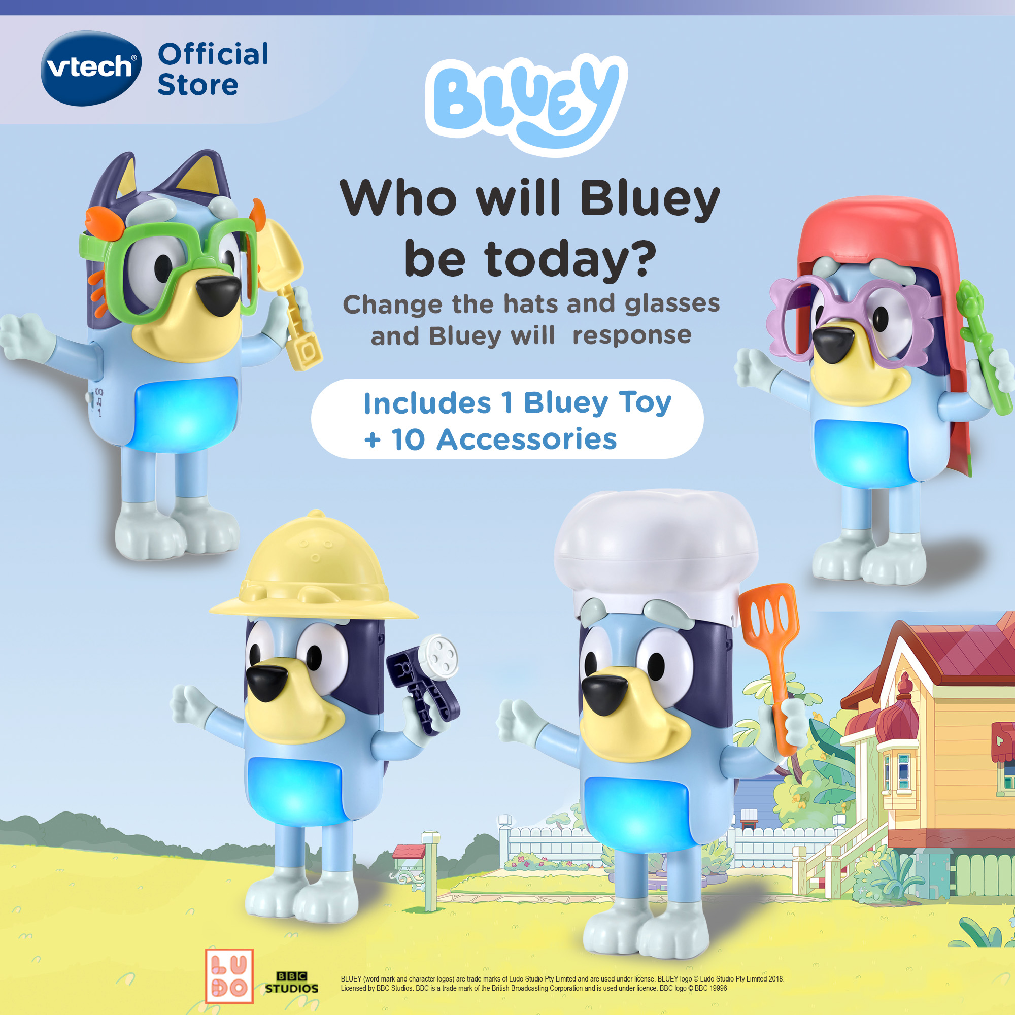 VTech Bluey Dress Up Bluey Interactive Role Play Toys Doll ...