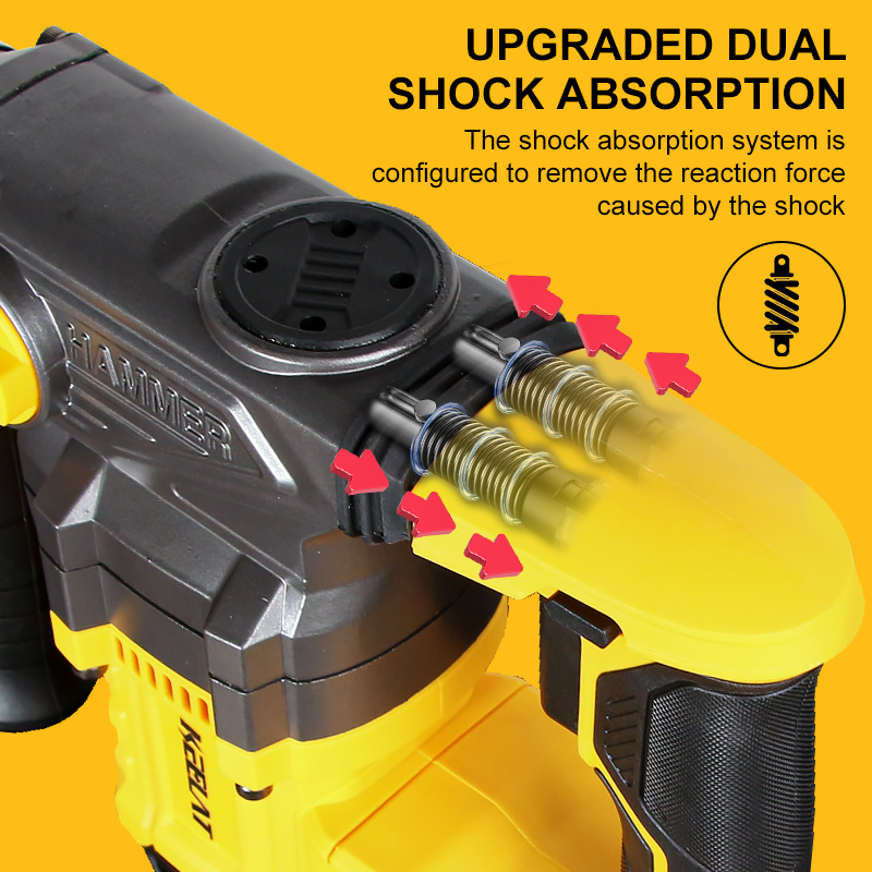KEELAT Cordless Rotary Impact Hammer Drill Heavy Duty Chisel Concrete ...