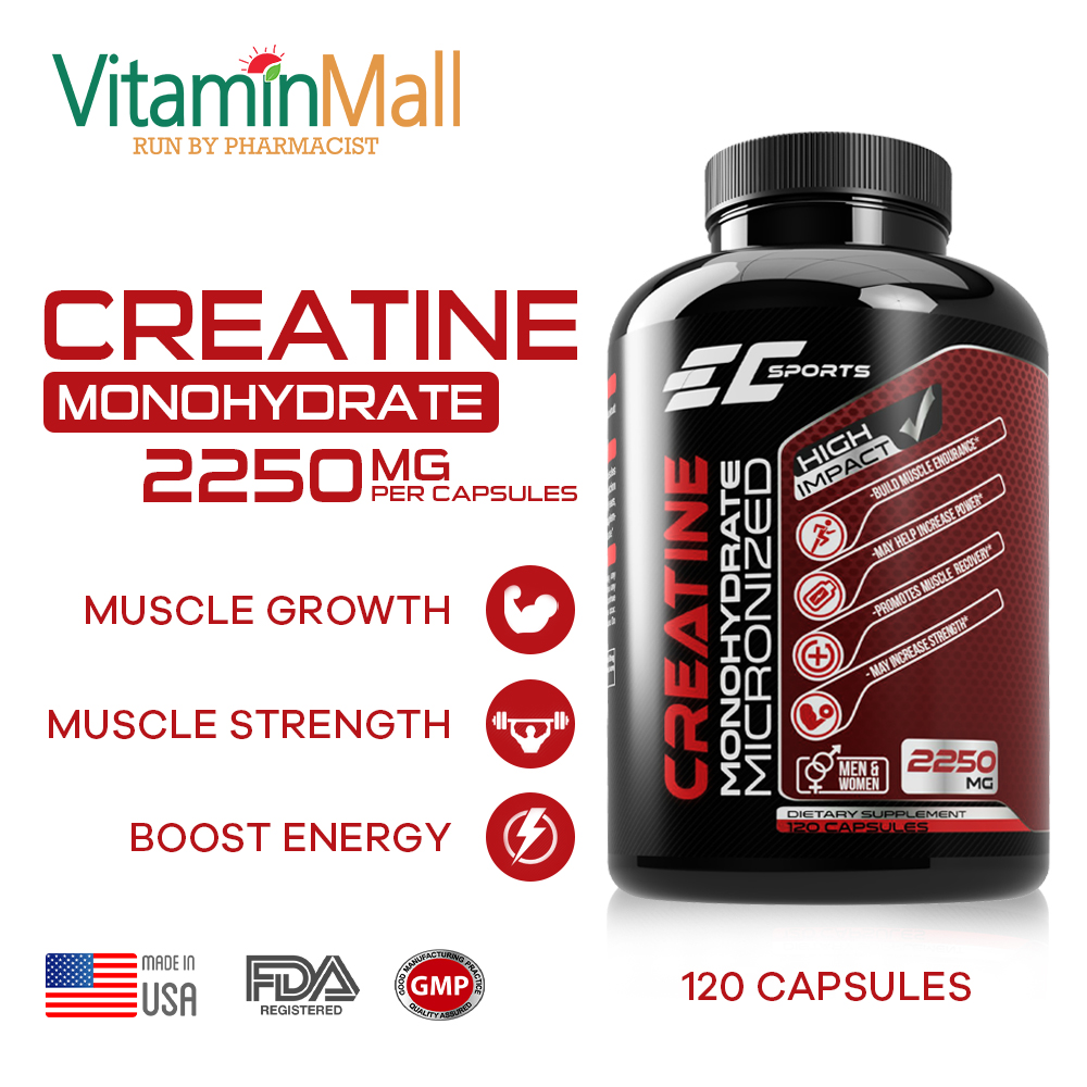 EC Sports Micronized Creatine Monohydrate Capsule 2250mg - Bodybuilding ...
