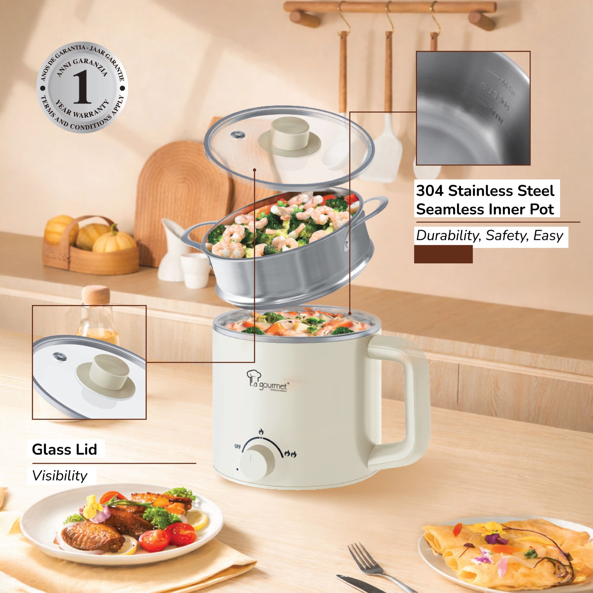La gourmet Ray of Hope Electric Multi Cooker Stainless Steel Inner Pot ...