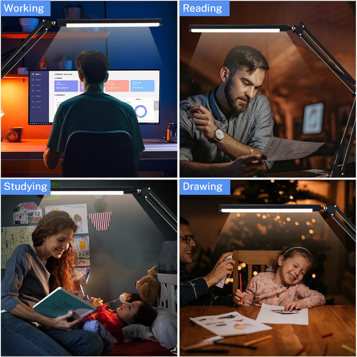Table Lamp,Led Desk Lamp With Rotatable,3light Colors-Lampu Meja,Home ...