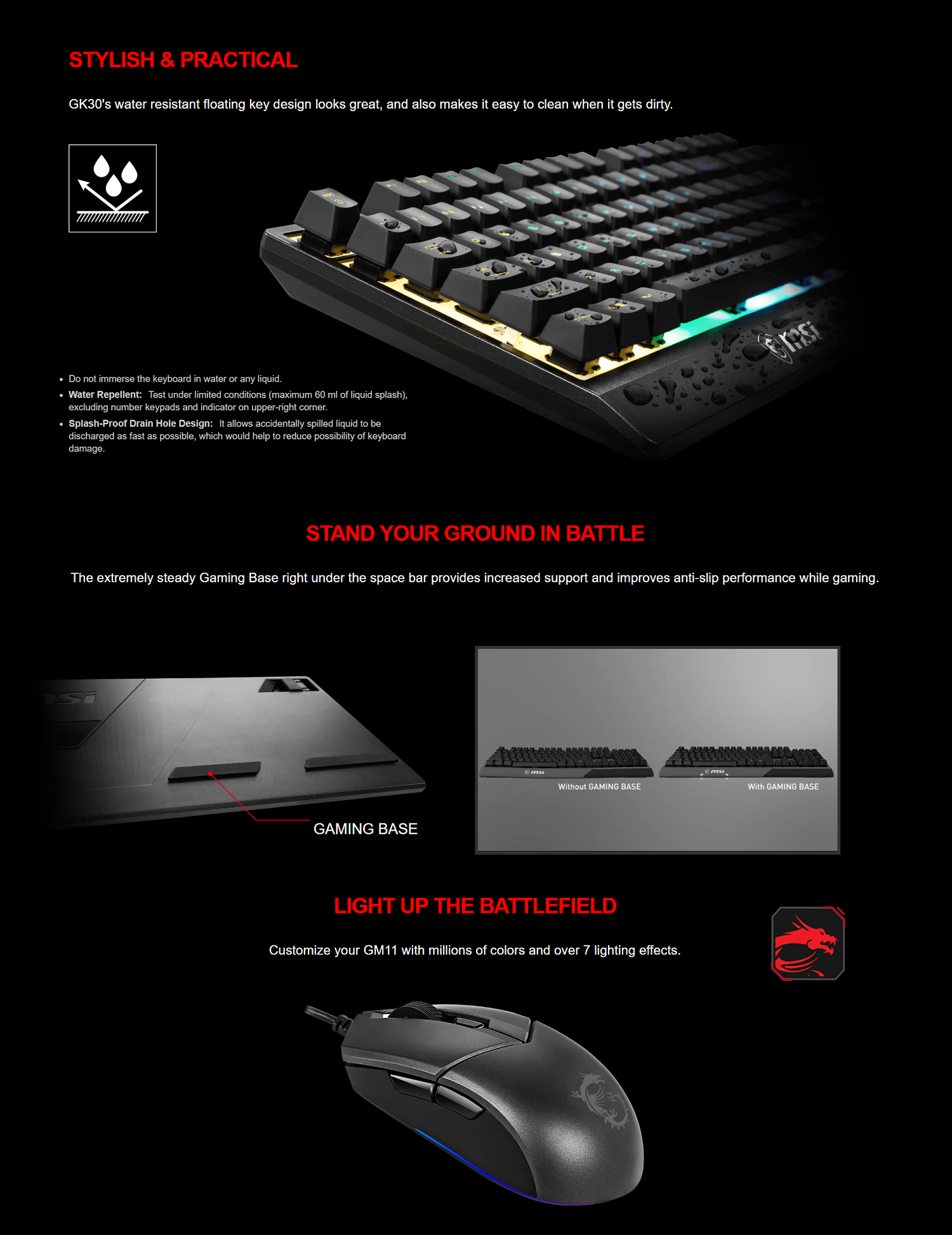 MSI VIGOR GK30 / GK30 COMBO Gaming Keyboard & Mouse with RGB Lighting ...