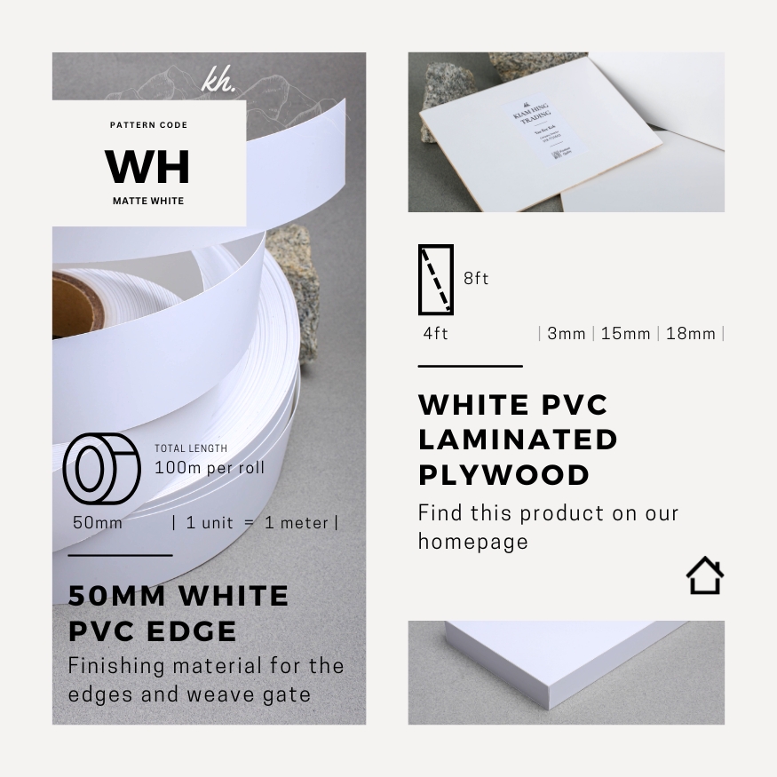 50mm Matte White PVC Edging | Edge for White PVC Lam. | edge protector ...