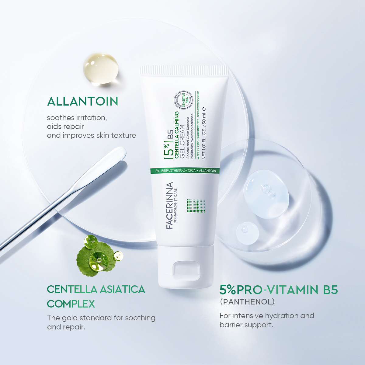 [SOS CREAM] FACERINNA 5% B5 CENTELLA CALMING GEL CREAM SENSITIVE SKIN ...