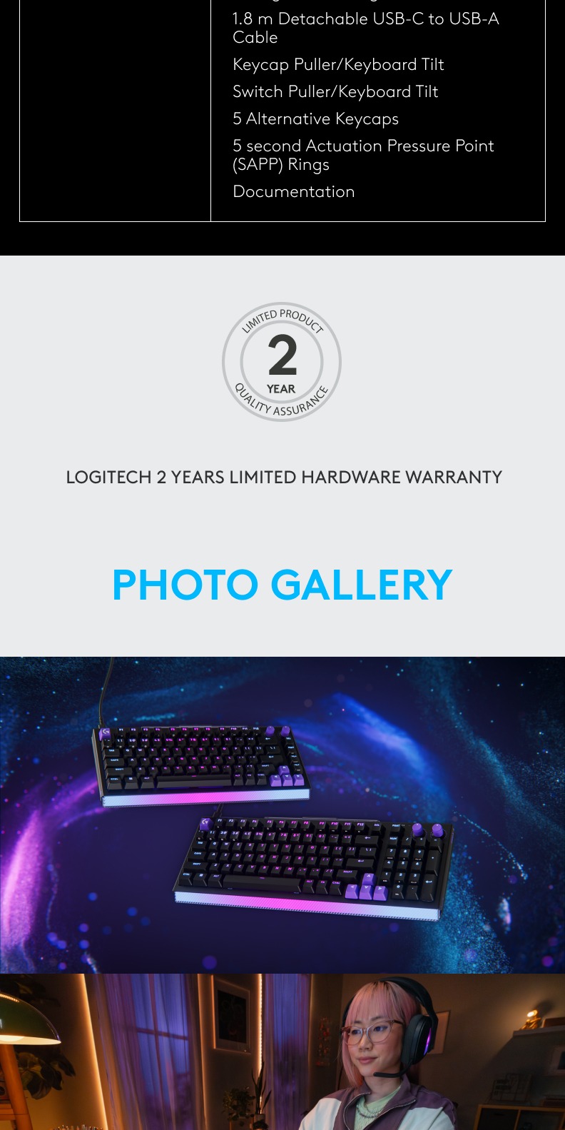 Logitech G512 X 75 Gaming Keyboard, Sensor Technology/Backlighting/8 ...