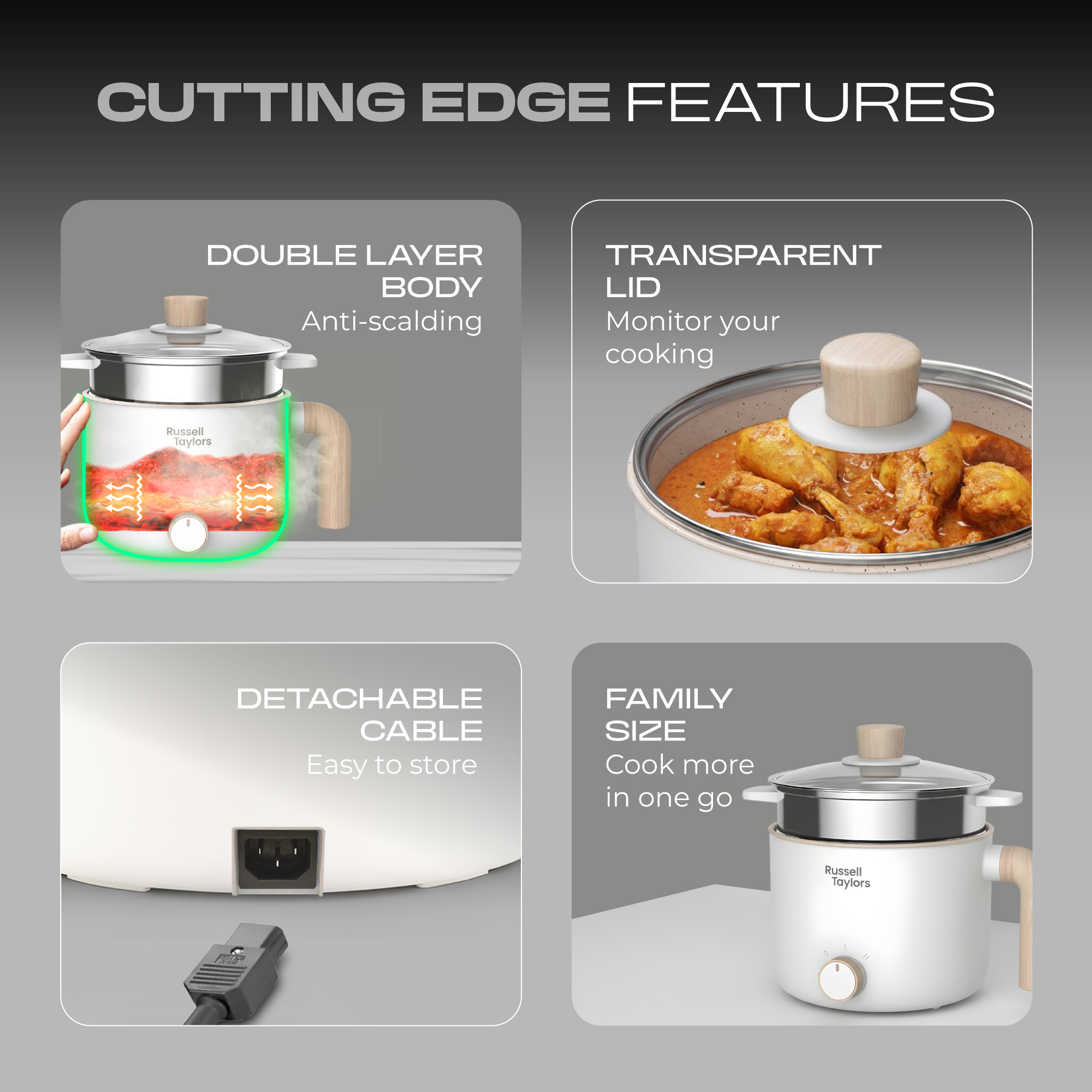 Russell Taylors Multi Cooker Ceramic Non Stick Electric Cooker (1.7L ...