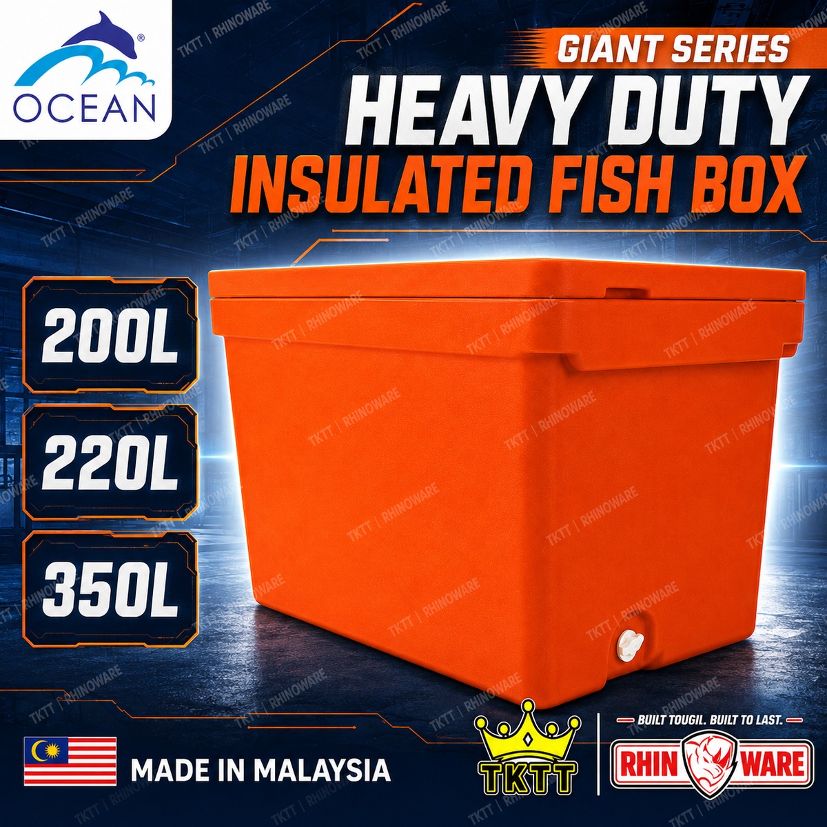 TKTT 200L 350L Heavy Duty Insulated Ice Box Thermal Cooler Box Fish Box ...