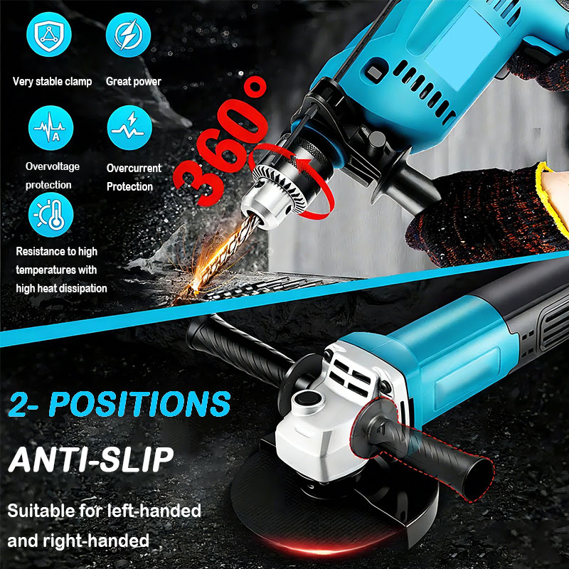 CHIC 850W Angle Grinder Impact Drill 2 In 1 Set Polish Cut Metal Wood ...
