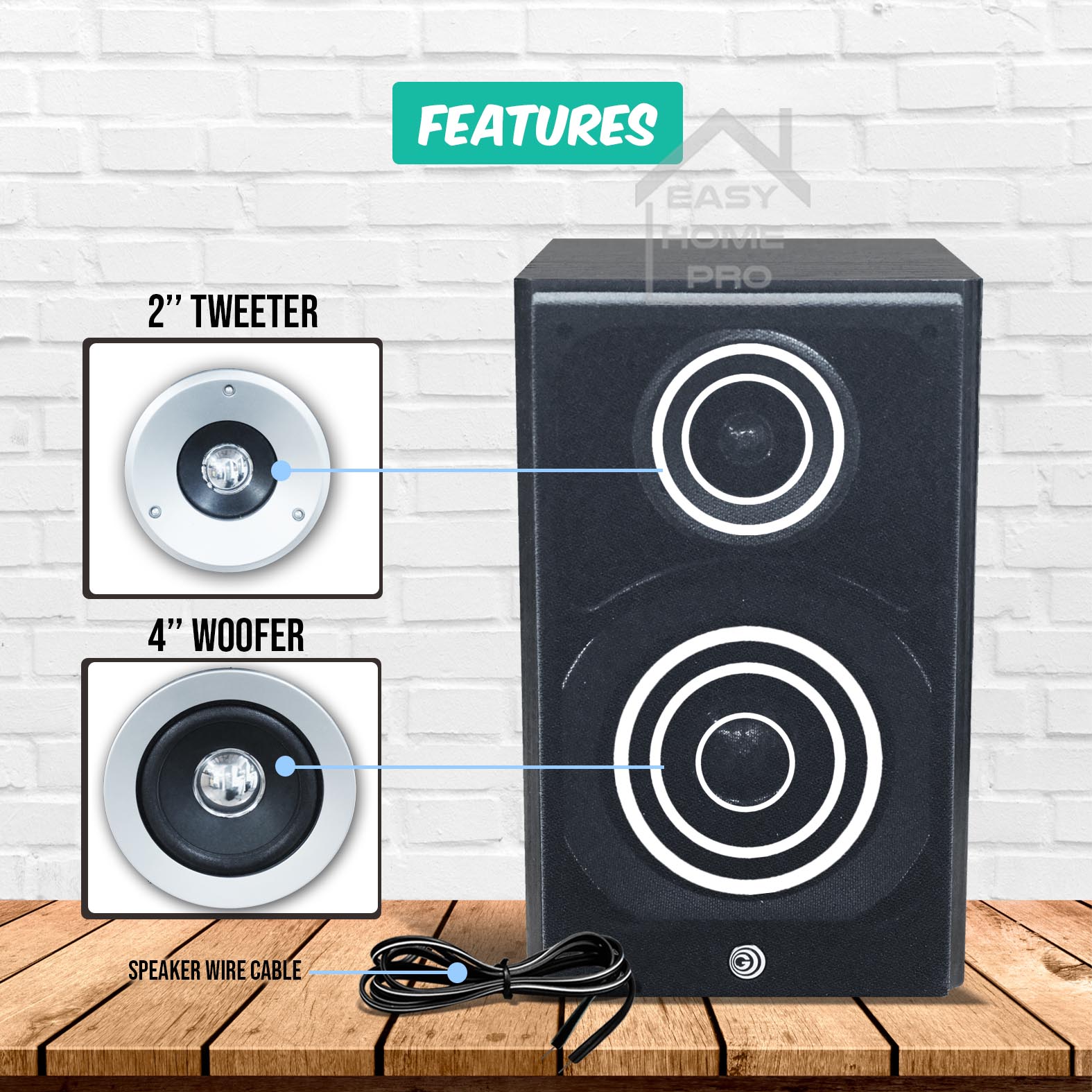 G 2.0 Passive Speaker Bookshelf Speakers Pair | Home Stereo High ...