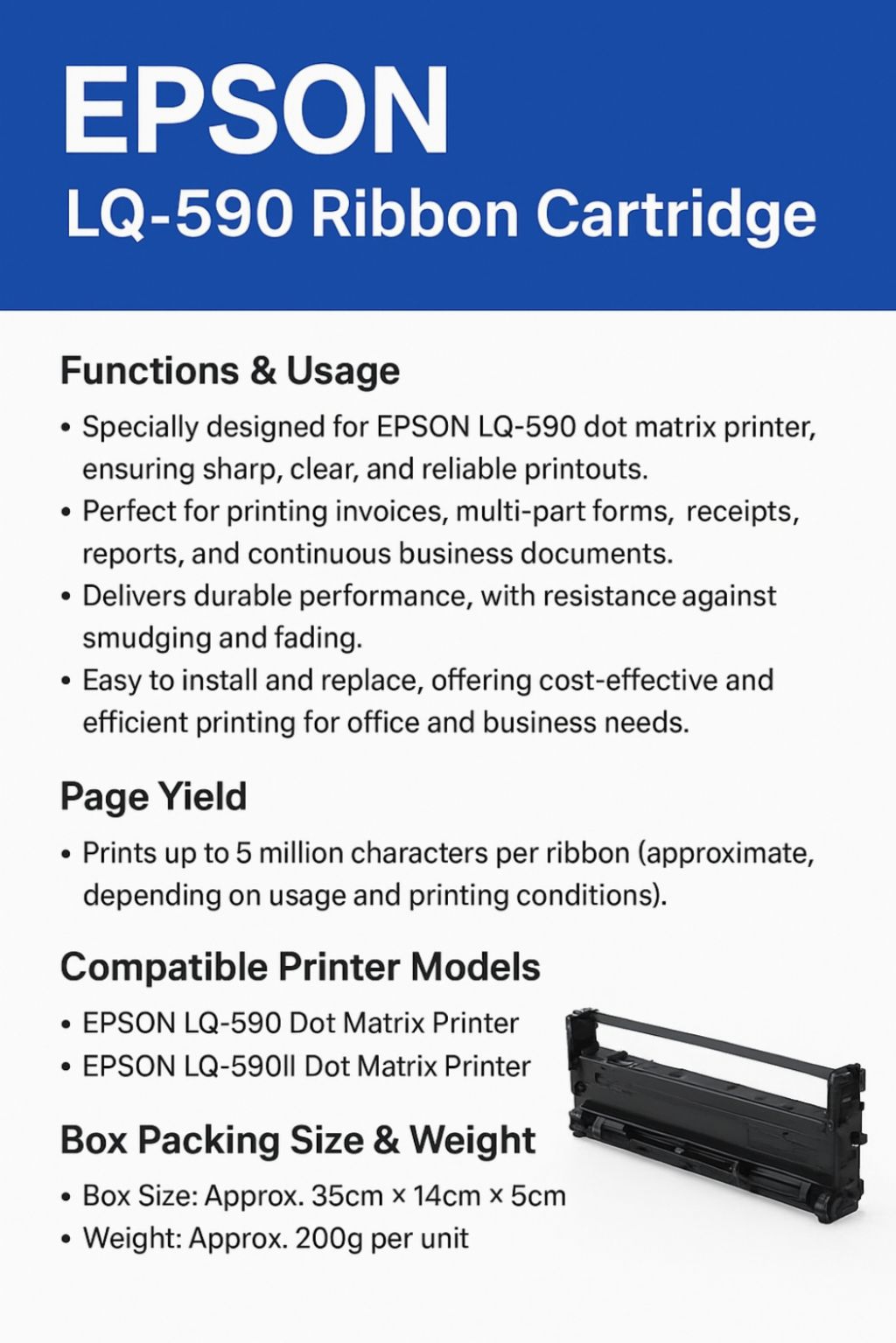 [🔥FLASH SALES🔥] EPSON LQ-590 RIBBON CARTRIDGE | LQ-590II/LQ-590IIN/LQ ...