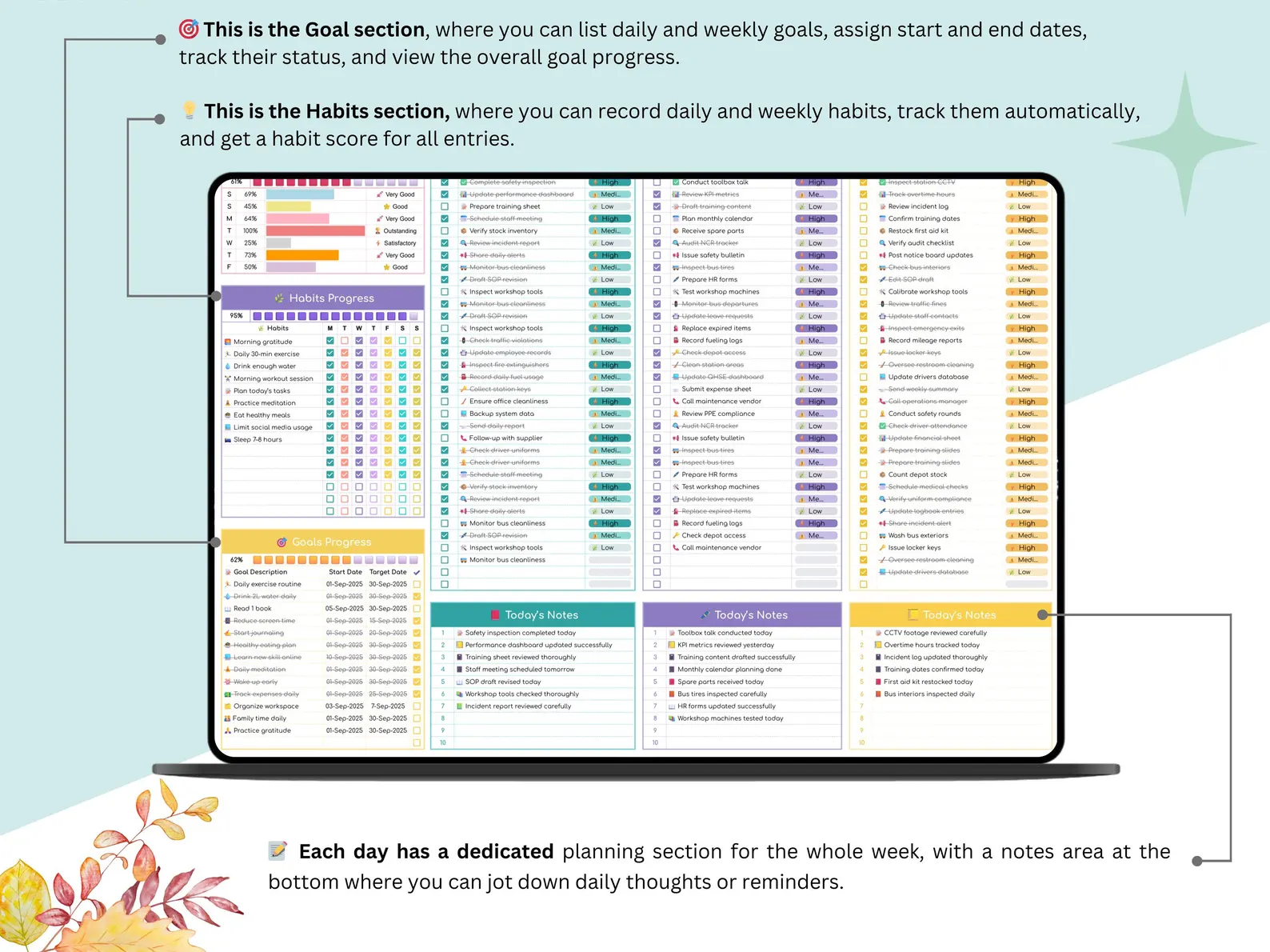 Daily Weekly Planner Google Sheets Smart Target Planning Goal Achiever ...