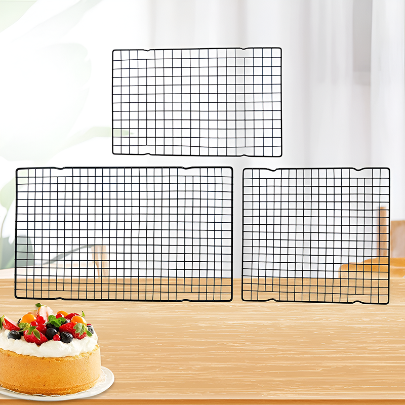 𝐂𝐑𝐈𝐒𝐏 𝐅𝐑𝐄𝐒𝐇 Non-Stick Cooling Rack Carbon Steel Cake Bread Oven Tray ...