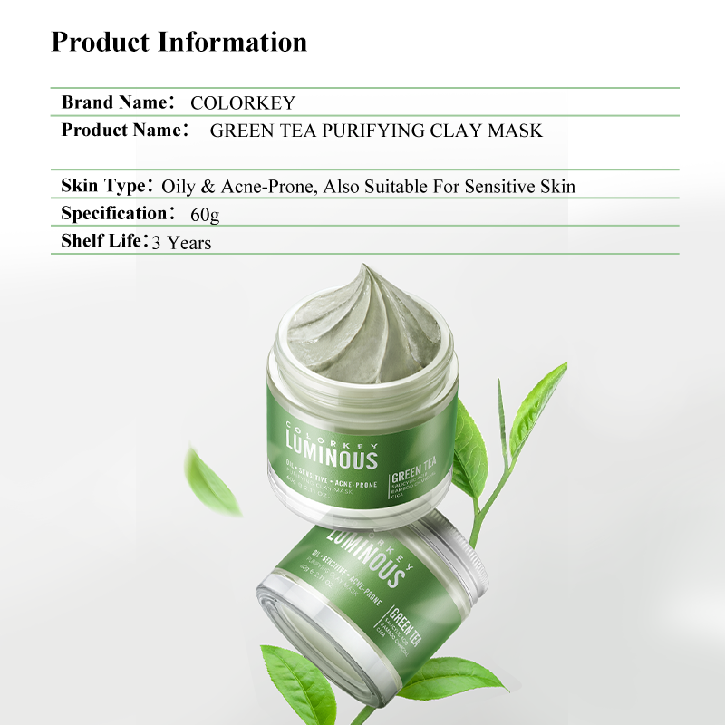 COLORKEY Luminous Green Tea Purifying Clay Mask 60g Oil Control Anti ...
