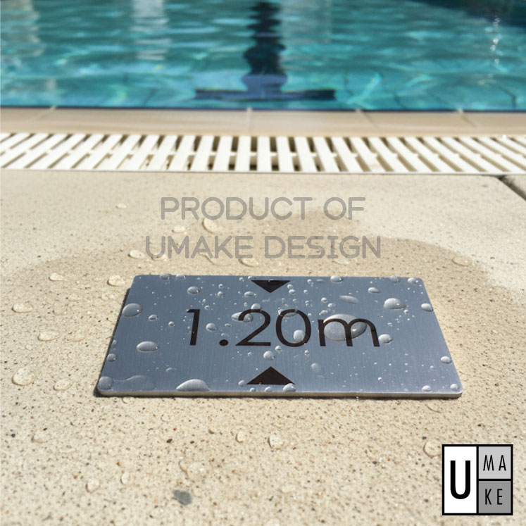 Stainless Steel Sign Tells The Depth Level Swimming Pool - made with ...