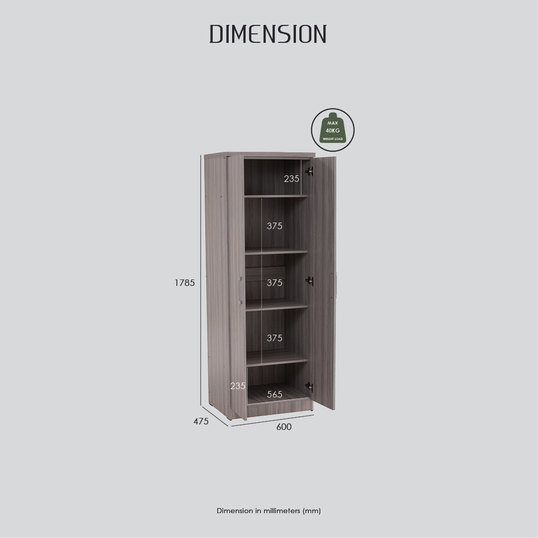 HOMATRIX 2 Door Wardrobe With Drawer Storage Cabinet Almari Baju Dengan ...