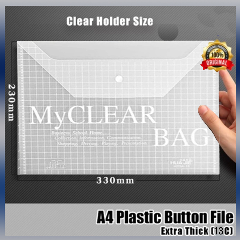 (20/100PCS) Transparent Button File Bag A4 Management Folder Paper ...