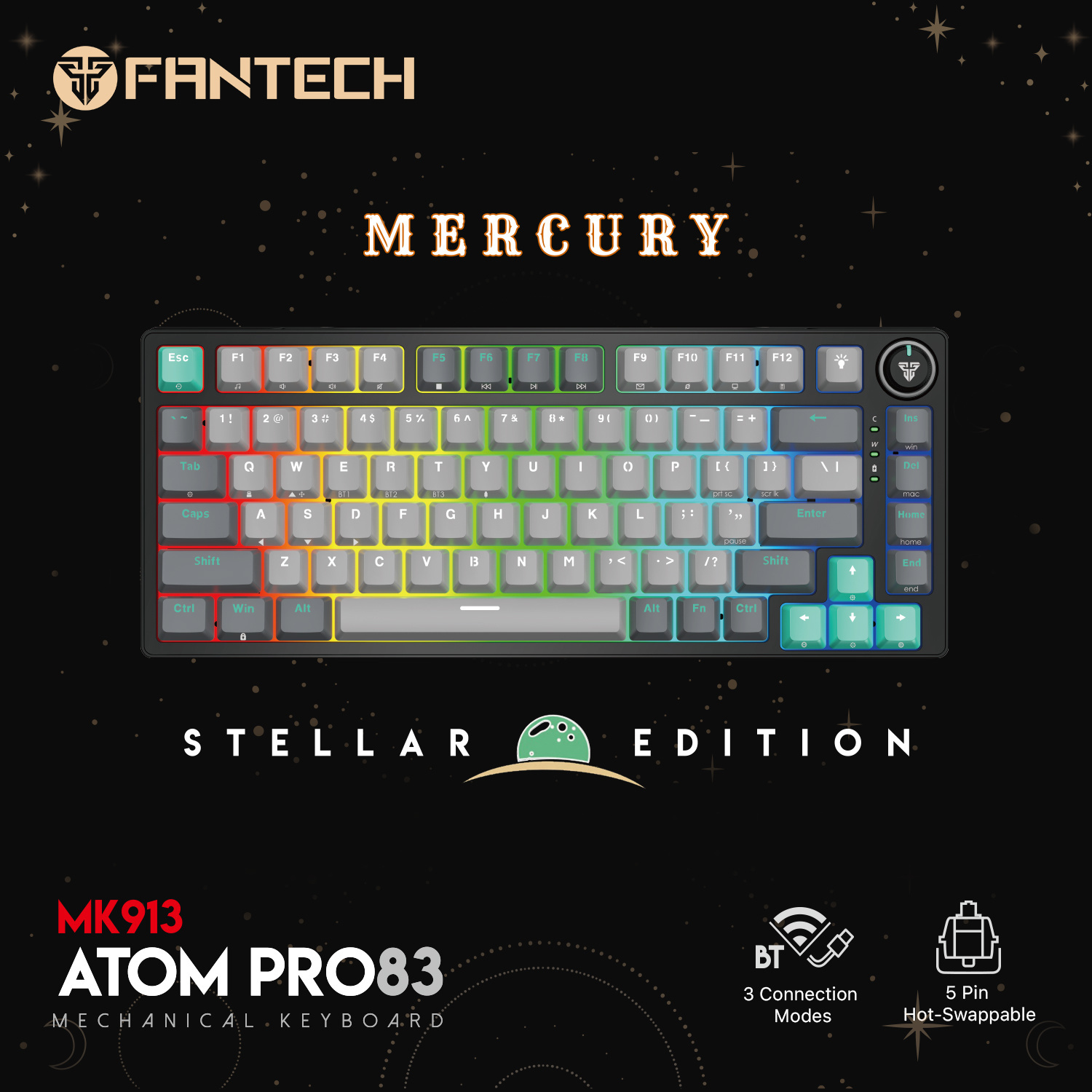 Fantech Atom Pro83 MK913 Wireless Mechanical Keyboard | Hot Swappable ...