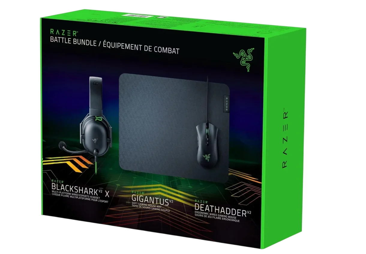 RAZER BATTLE BUNDLE Set Gaming V2 Headset Blackshark Deathadder Mouse ...