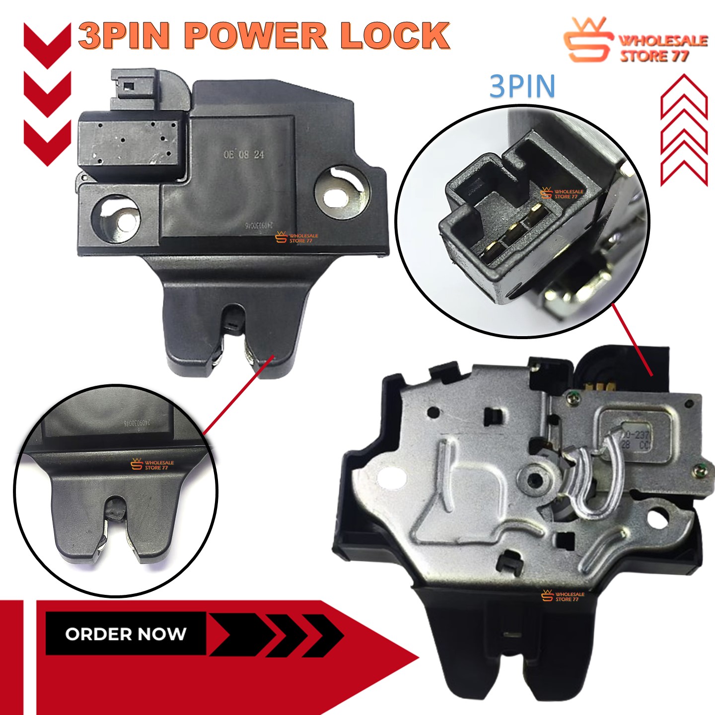 ORIGINAL | Toyota Vios NCP93 2008-2010 Rear Bonnet Inner Lock 2 PIN /3 ...