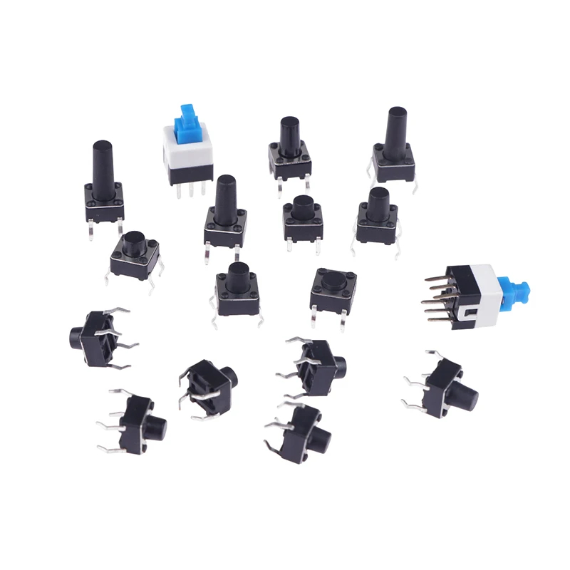 6x6mm Tact Switch Assortment 200pcs 10 Types 4 Pin PCB Push Button Kit ...