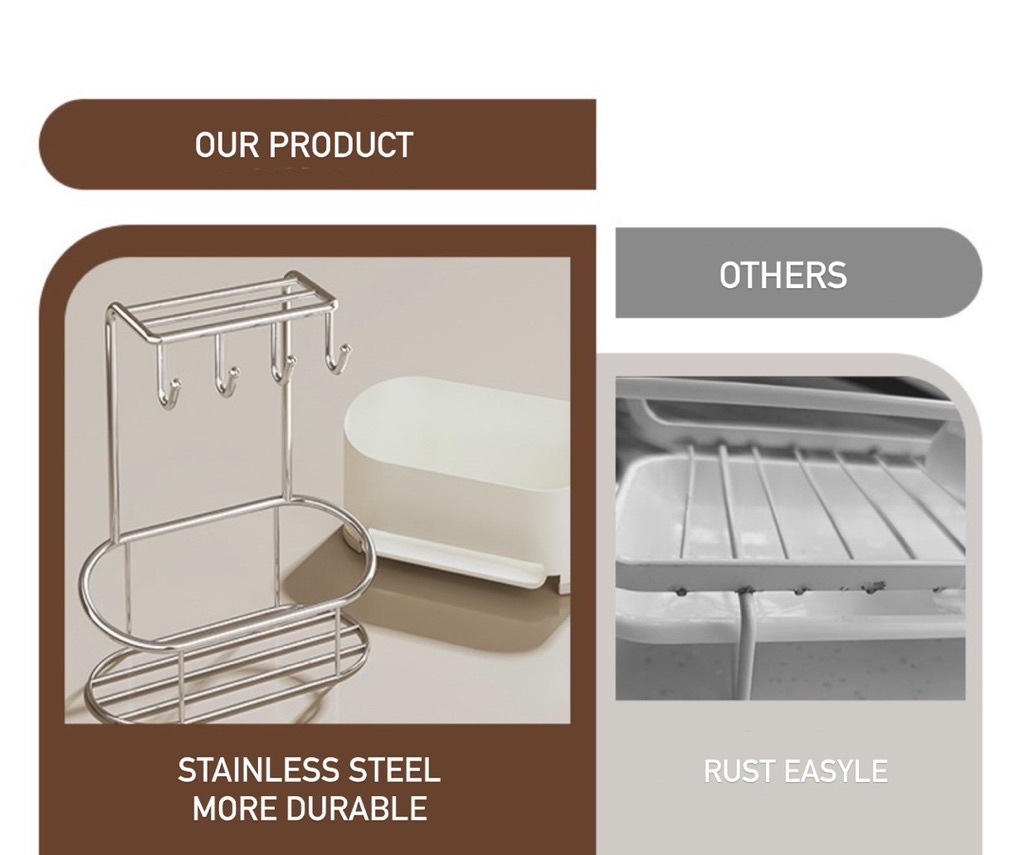 [READYSTOCK] STAILESS STEEL Sponge Rack Kitchen Rag Rack Dishwashing ...