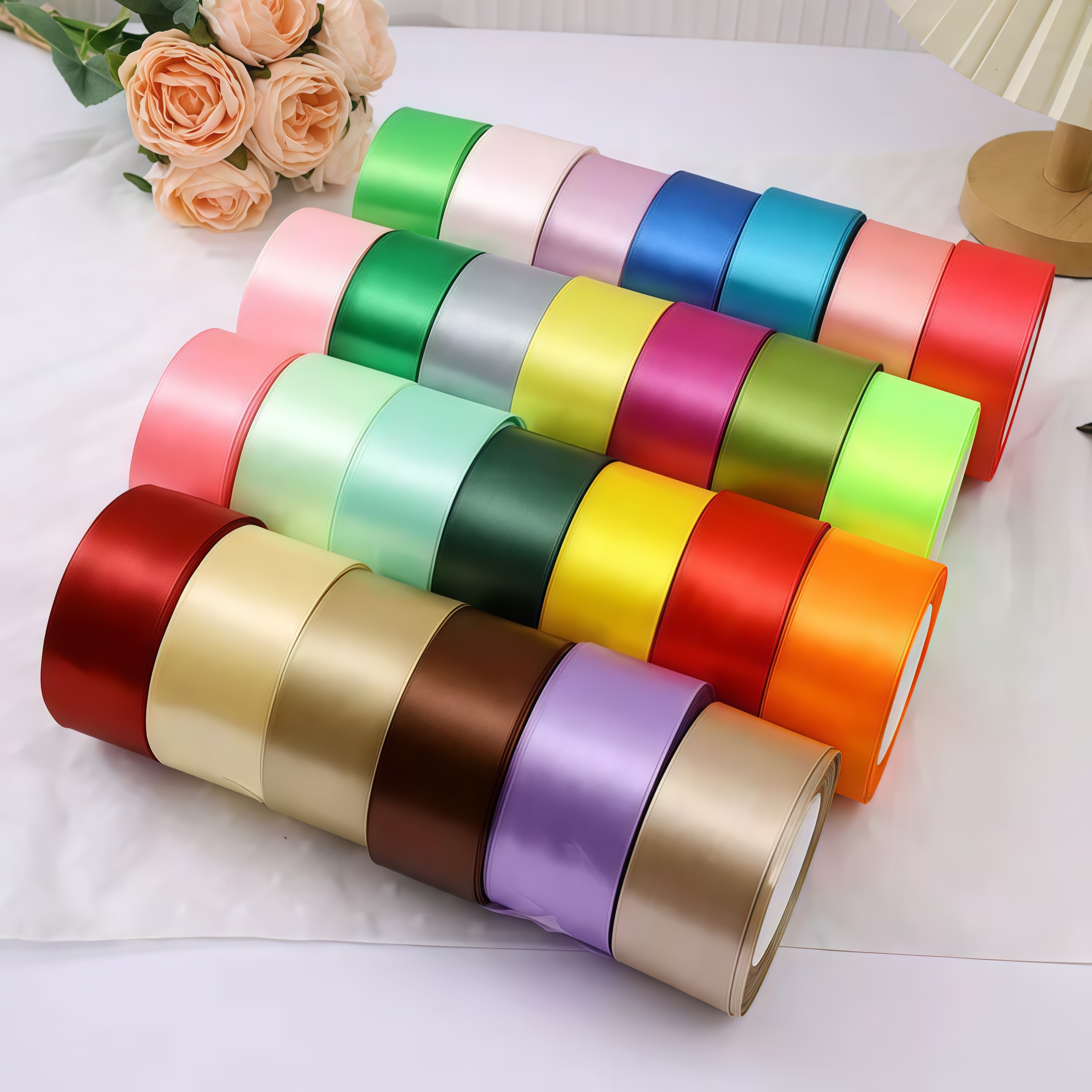 25 yards/roll 4cm Satin Ribbon Roll Gift Packaging Ribbon Flower Making ...