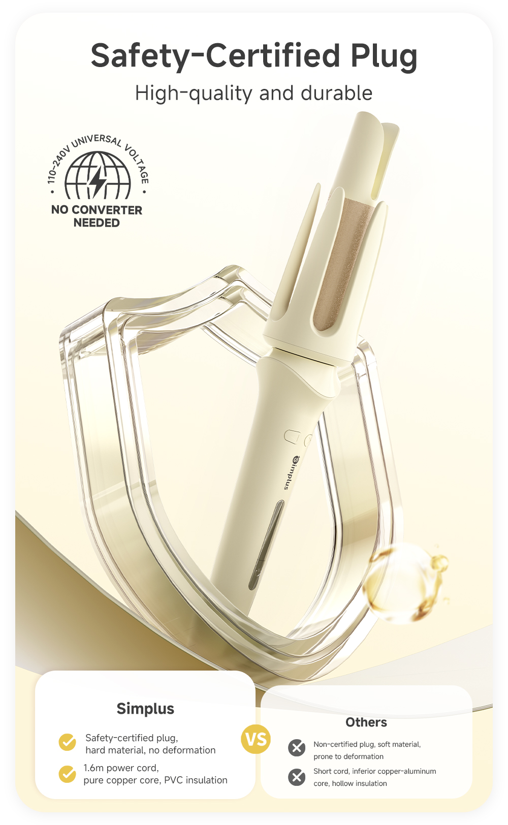 【Simplus Pink】28mm Automatic Hair Curler丨Egg Roll Style丨3 Temperature丨 ...