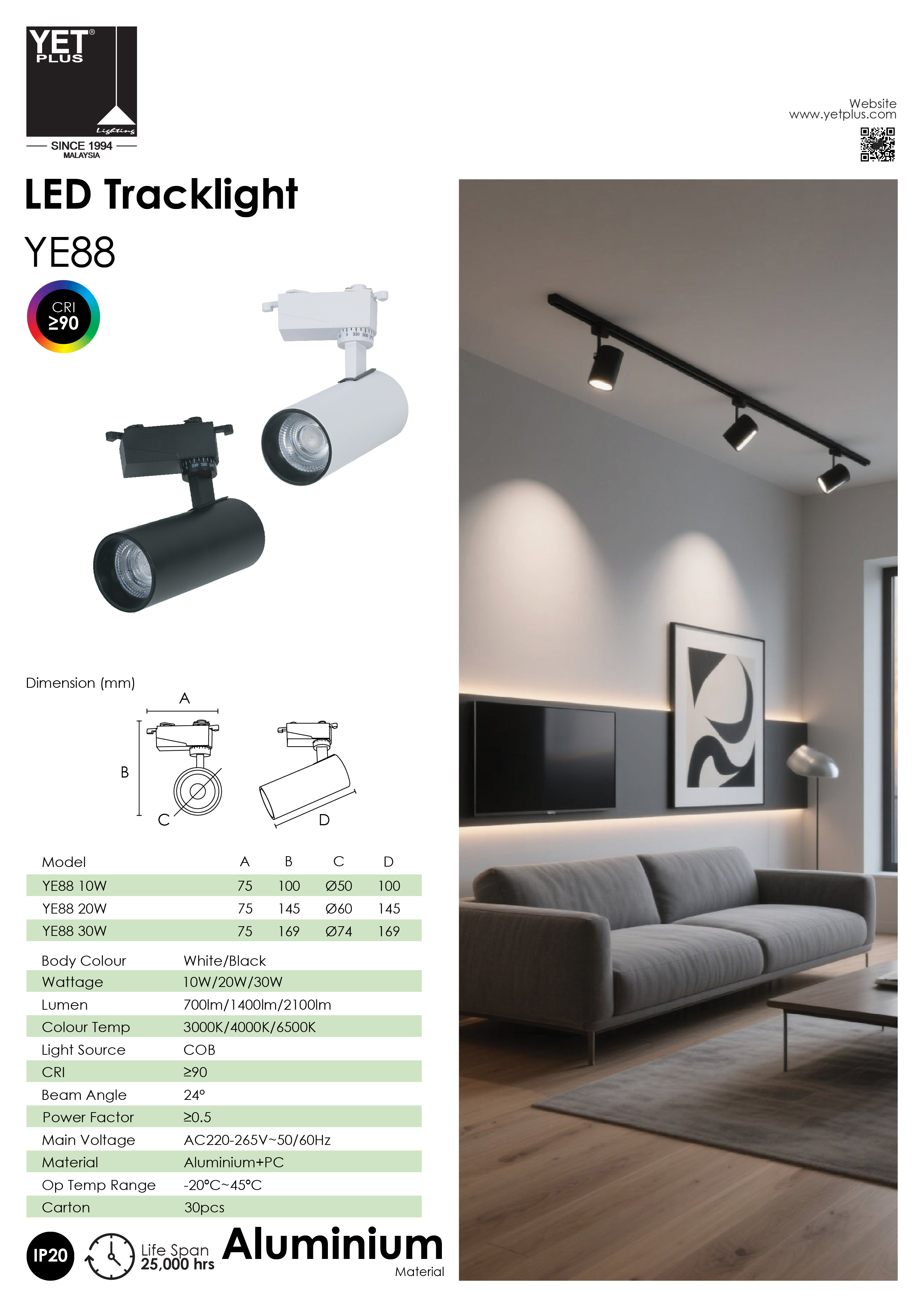 YETPlus YE88 COB LED Track Light Railway Lamp Spotlight SIRIM 10W 20W ...