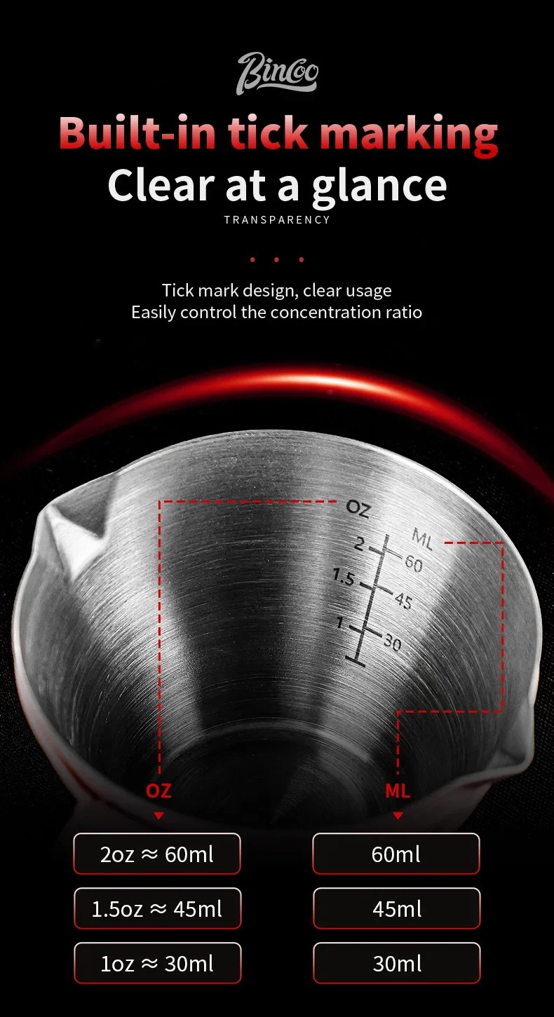 Bincoo 90ml Coffee Measuring Cup Measuring Cup Sharp Mouth Stainless ...