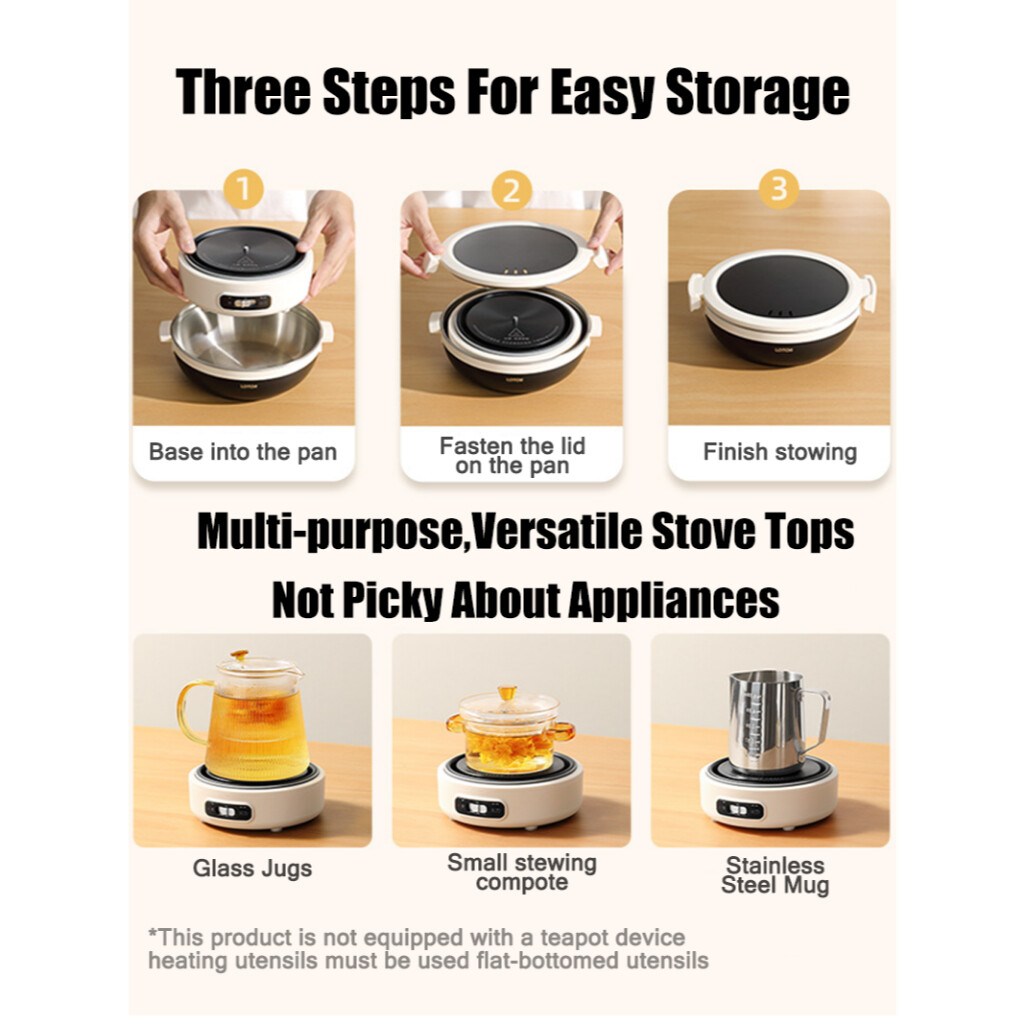 Portable Foldable Electric Pot 1.2L Mini Cooker 500W Travel Dorm Office ...