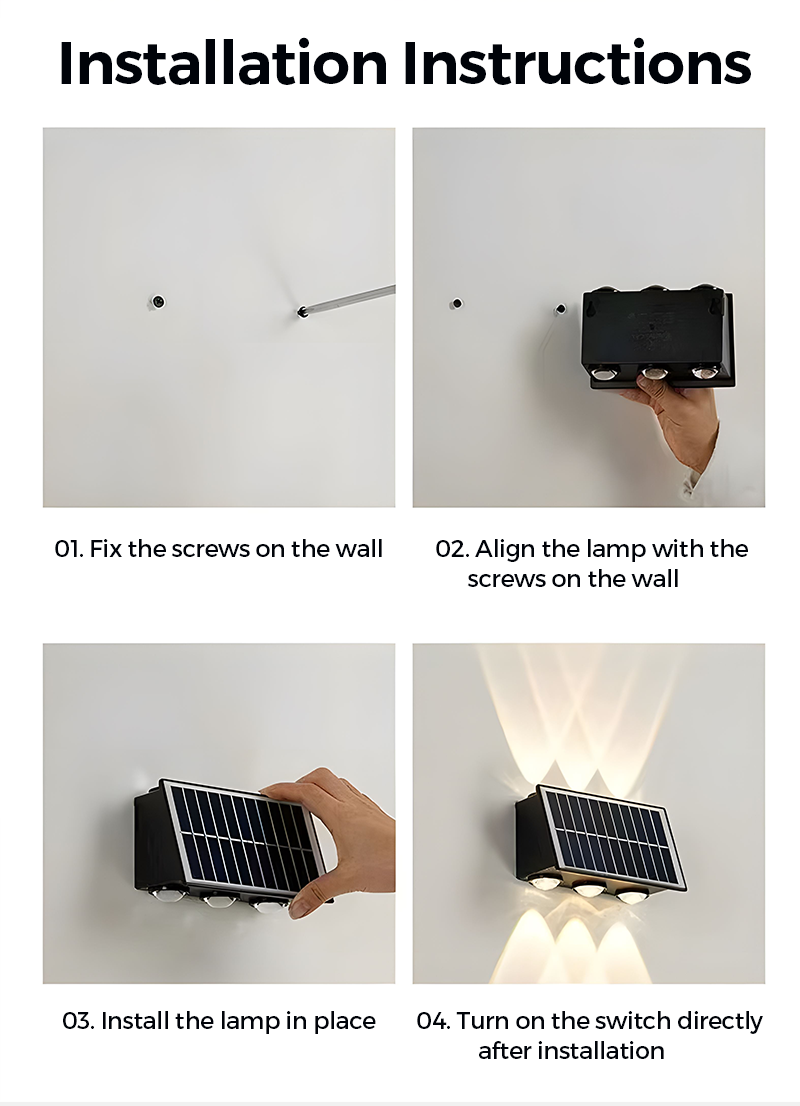 Solar Light Outdoor Lighting 4/6/8 LED Lampu Waterproof Garden Wall ...