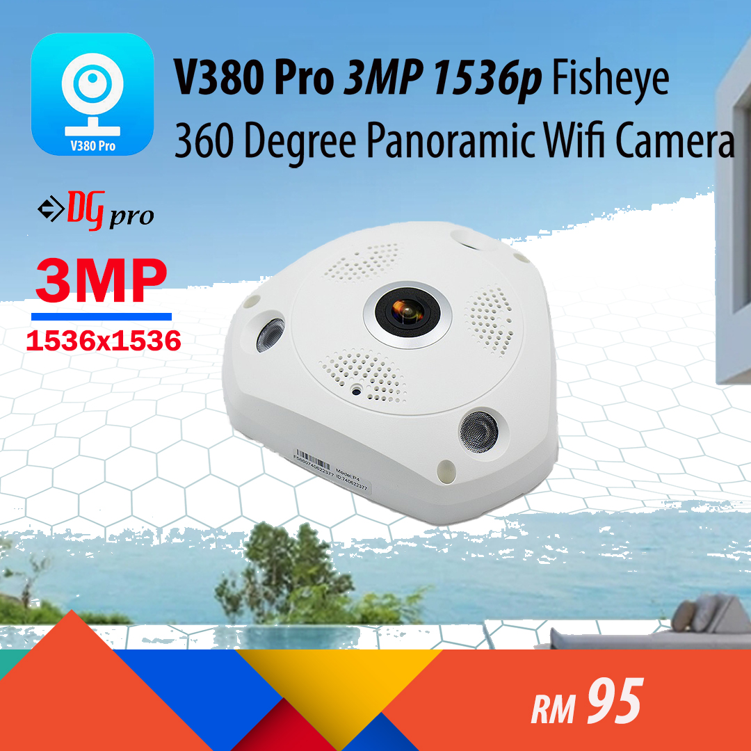 V380 PRO 3MP 1536x1536 High Resolution VR 360 Degree Panoramic Fisheye ...