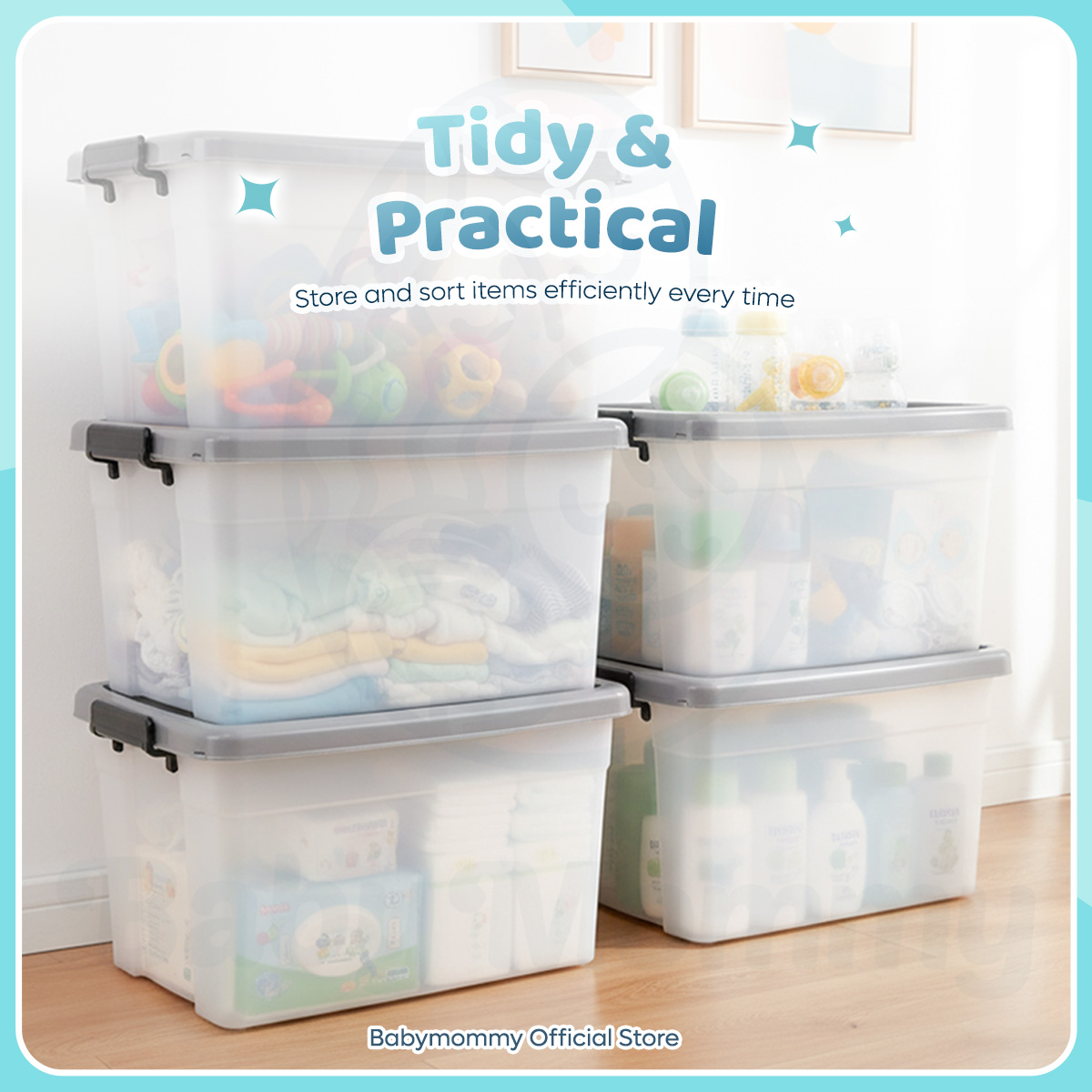 🇲🇾 Babymommy 【Storage Box 50L Big Capacity With Wheels】Stackable ...