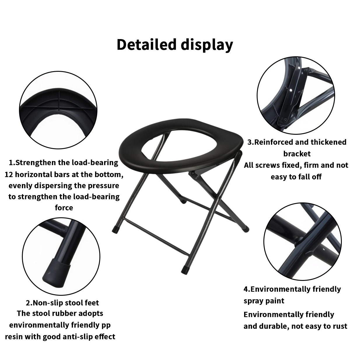 Elderly Pregnant Women Foldable Toilet Stool Chair Rugged And Durable ...
