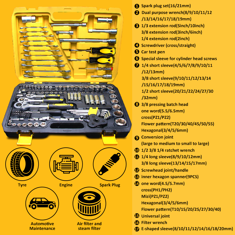 KEELAT 121PCS Tool Box Set Toolbox Spanar Box Tool Set Tool Set Wrench ...