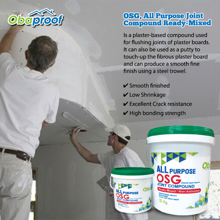 OBAPROOF OSG All Purpose Joint Compound Ready Mixed Wall Cement Plaster ...