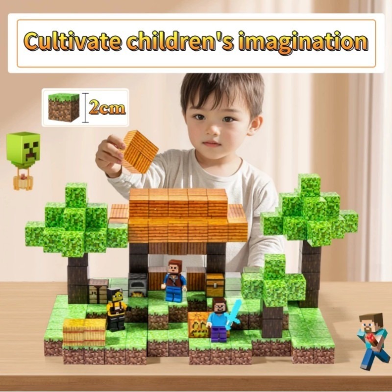 27/42PCS DIY Magnetic Block Set Building Block Minecraft Building Block ...
