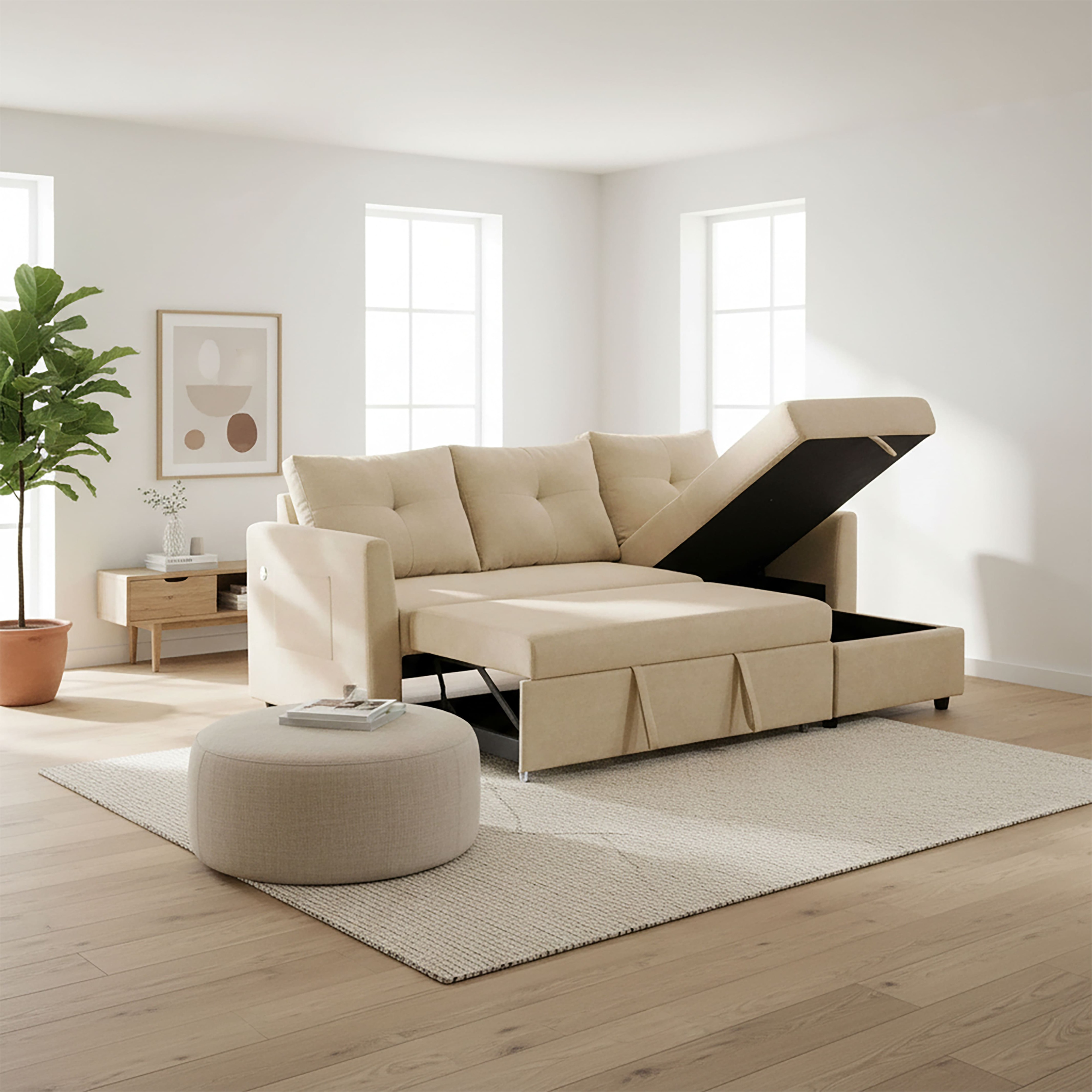 HOMURA Furniture KIM Easy Clean 7FT KIM L Shape 3 Seater Sofa With