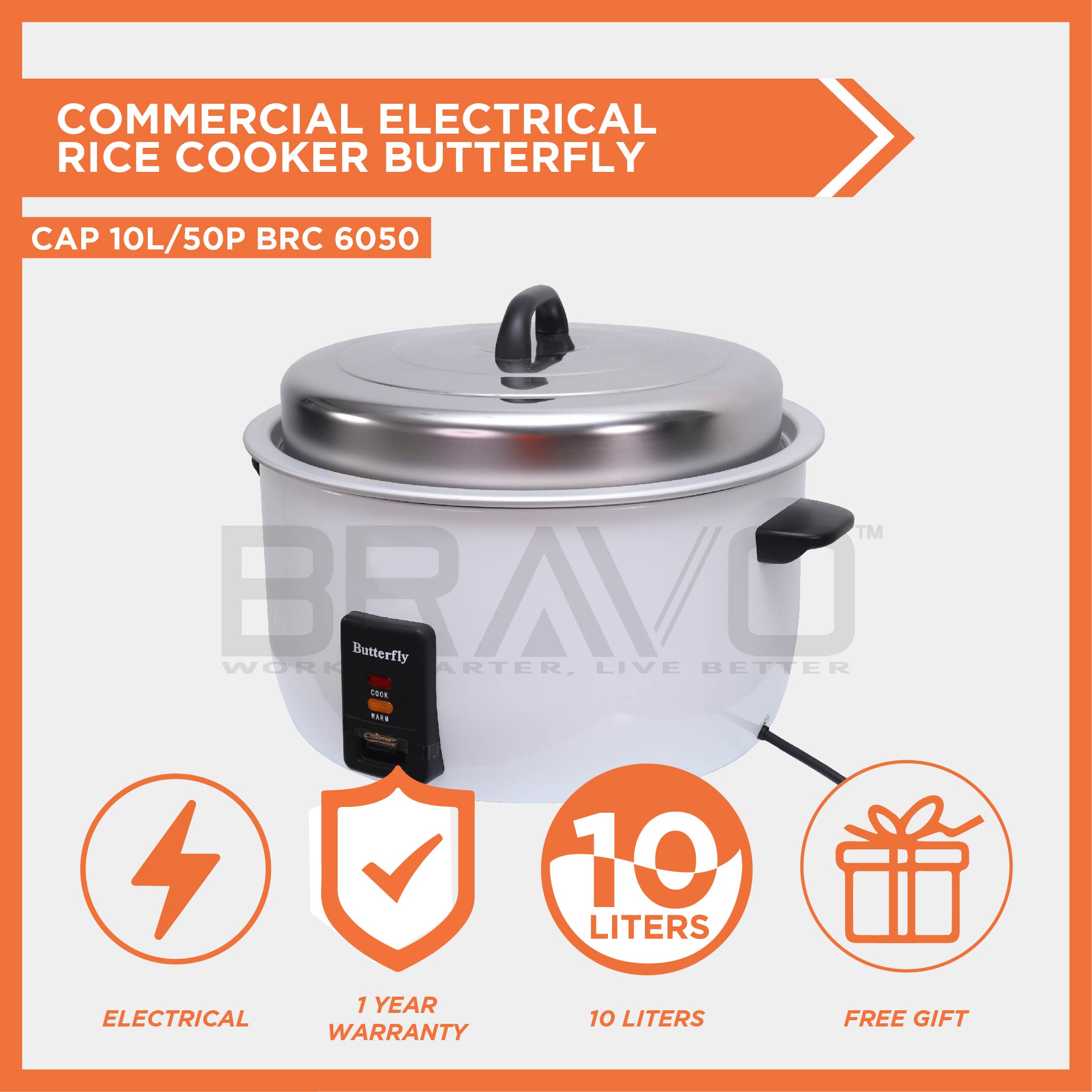 BUTTERFLY 10L Commercial Electric Rice Cooker L/50P | Shopee Malaysia