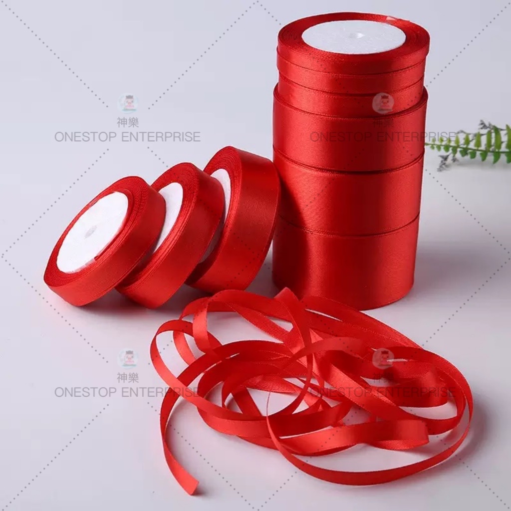 SATIN RIBBON 大红色 彩带/丝带 2CM / 2.5CM 23meters/roll | Shopee Malaysia