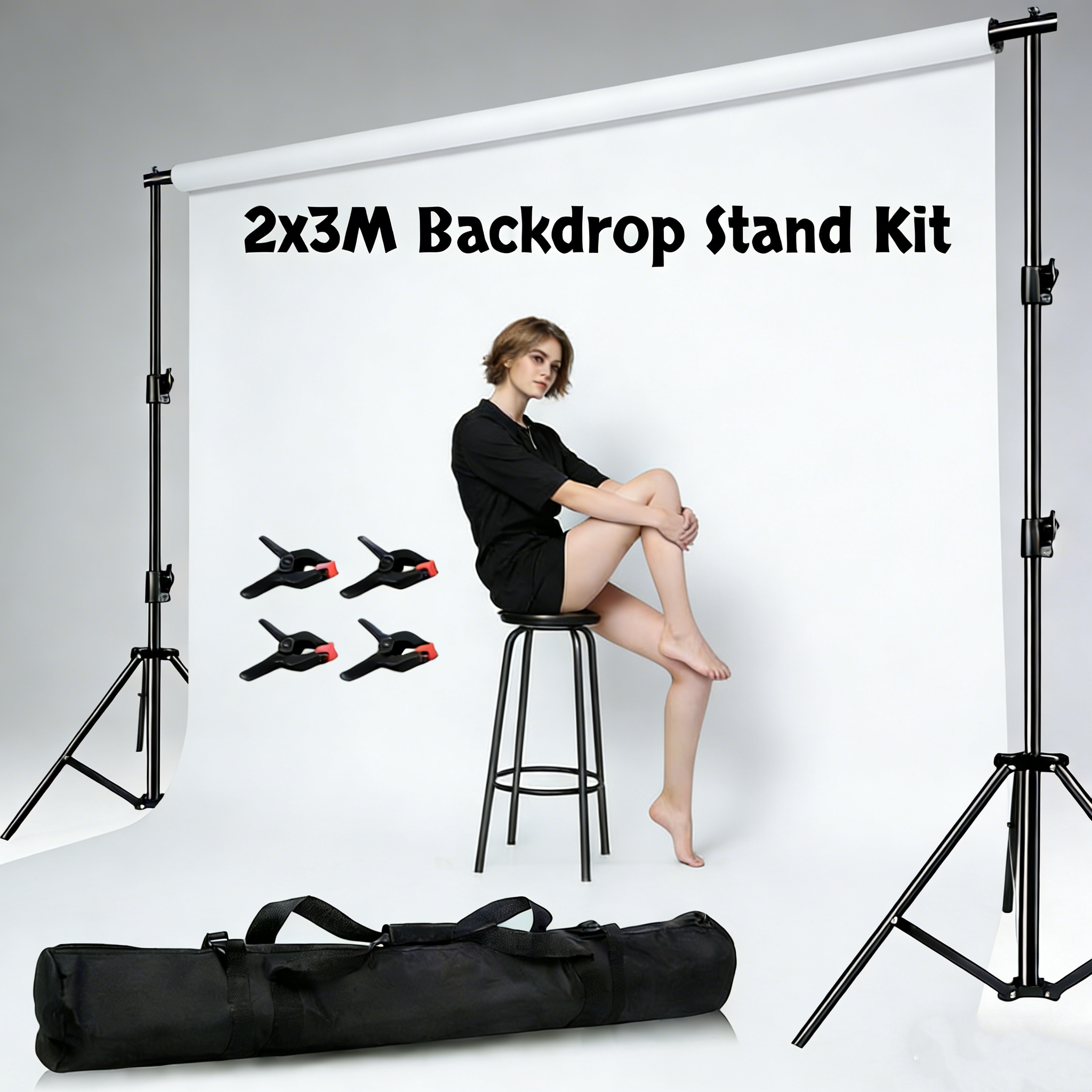 2M * 3M Photography Adjustable Heavy Duty Backdrop Support System Stand ...