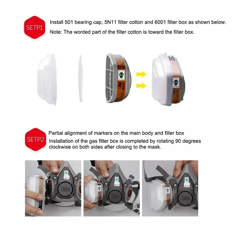 3H 6200 Topeng Pernafasan Gas & Habuk KN95 – Perlindungan Cat & Wap ...