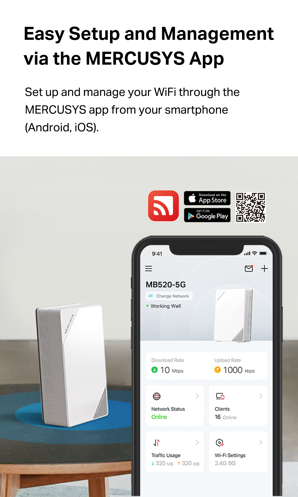 MERCUSYS MB520-5G 5G / 4G AX3000 WiFi 6 Gigabit Dual Band Wireless ...
