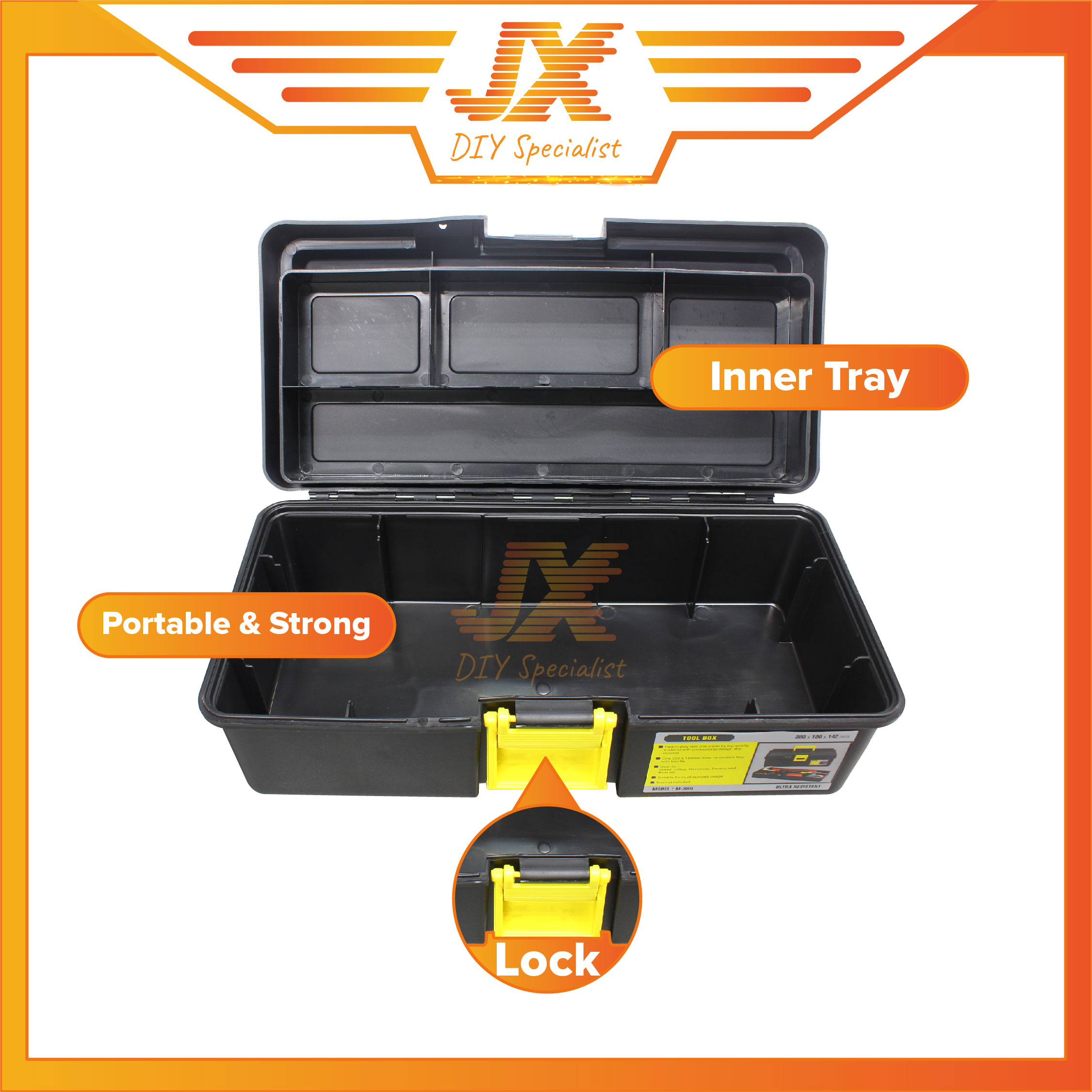 15 Inch Heavy Duty Quality Plastic Tool Box Hardware Multipurpose ...