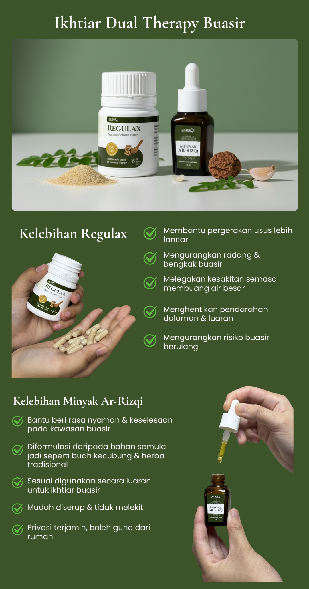 (Ubat Herba Buasir) Regulax & Minyak Ar Rizqi Melegakan Buasir ...