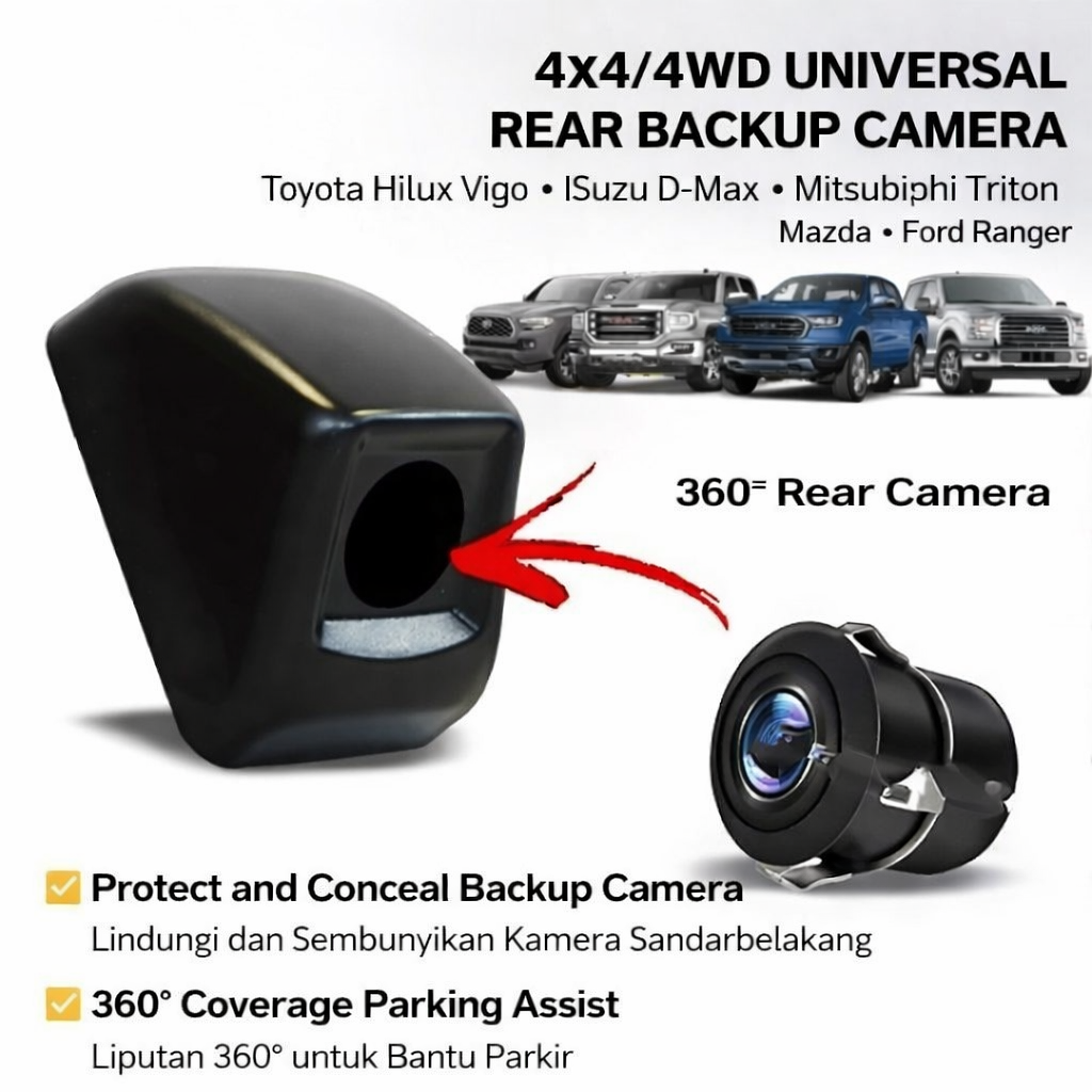 4X4 4WD 360 Rear Backup Camera Housing Cover Universal Toyota Hilux ...