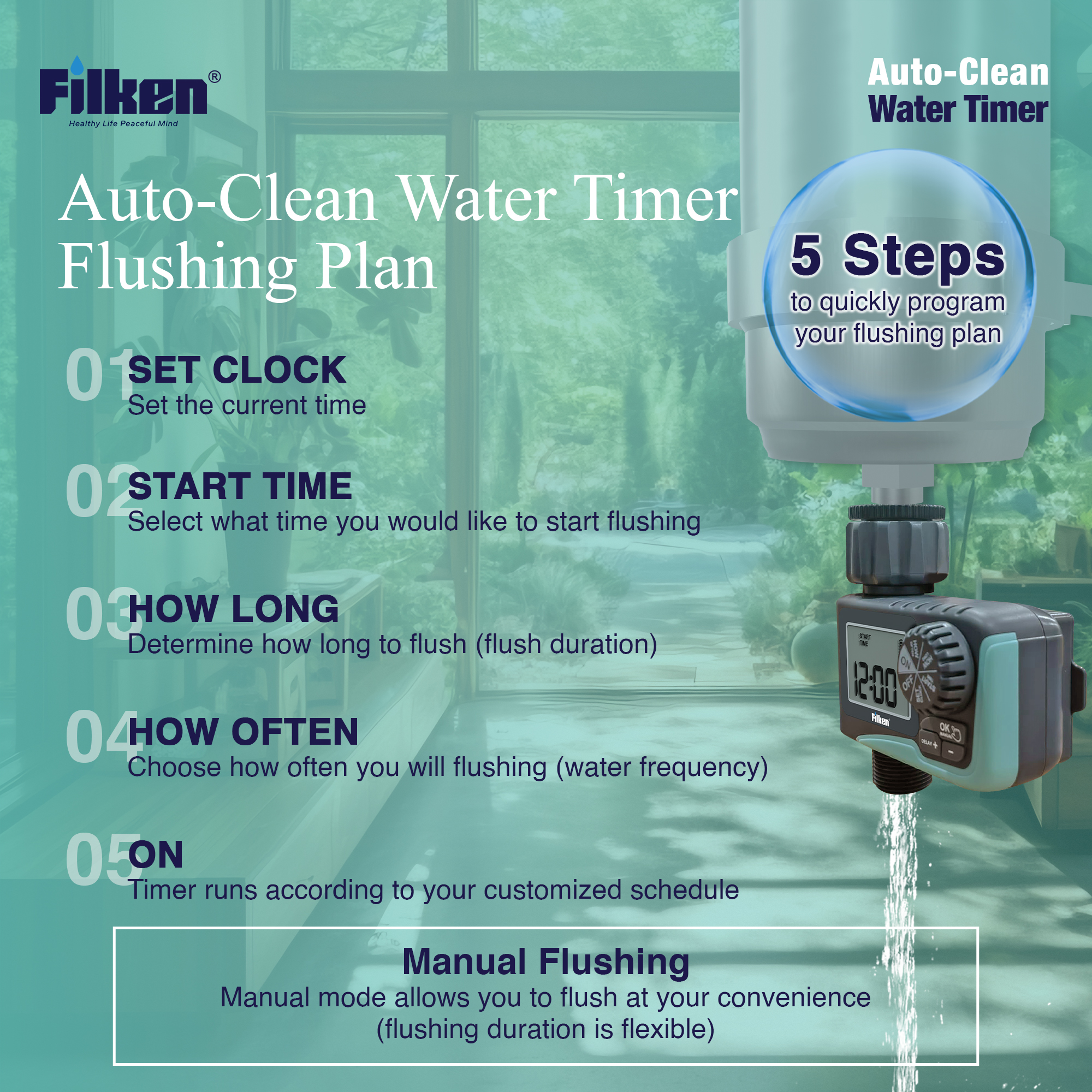 Outdoor Water Filter Auto Clean System Device Filken Auto-Clean Water ...